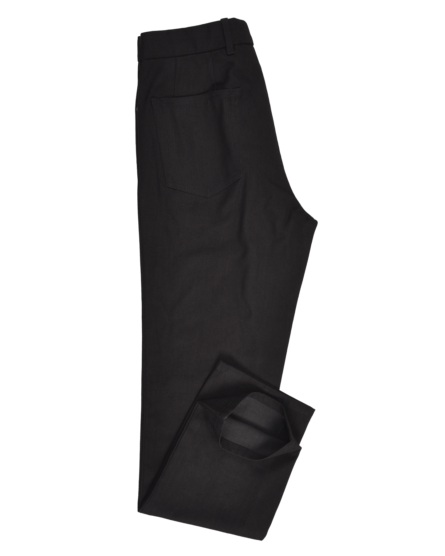 Side view of custom jeans for men by Luxire in jet black 2