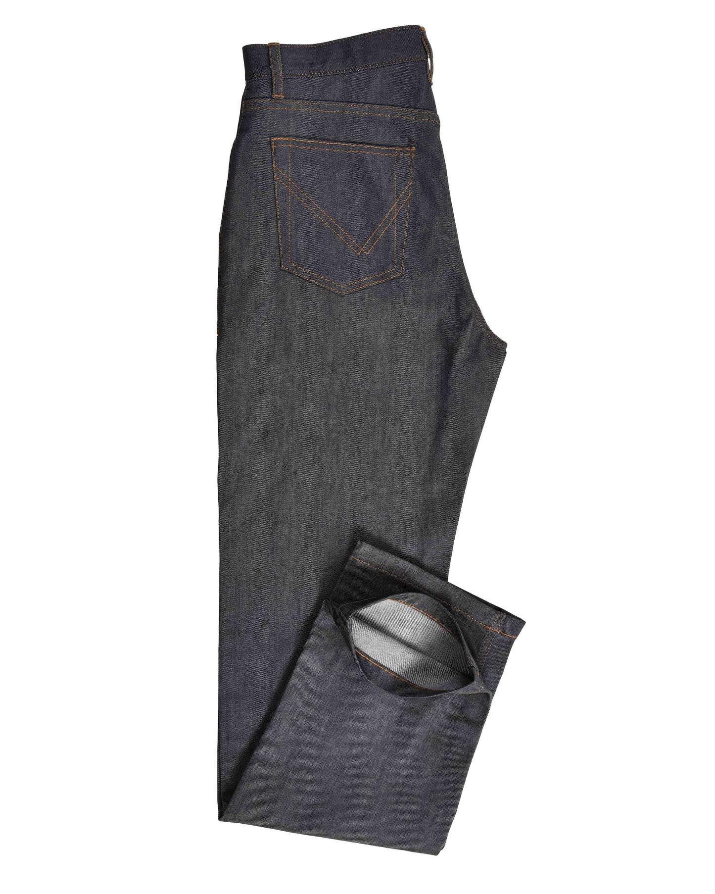 Side view of stretchable jeans for men by Luxire in dark grey 2