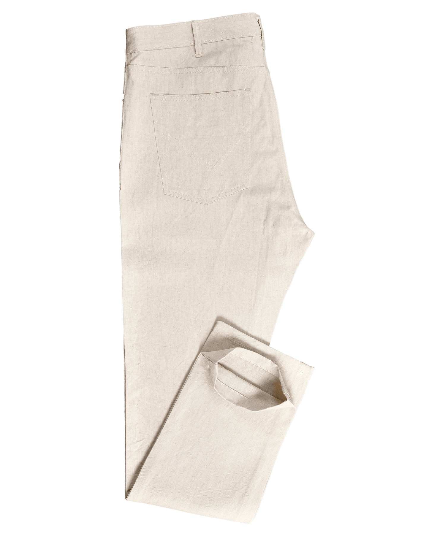 Side view of denim jeans for men by Luxire in ivory 2
