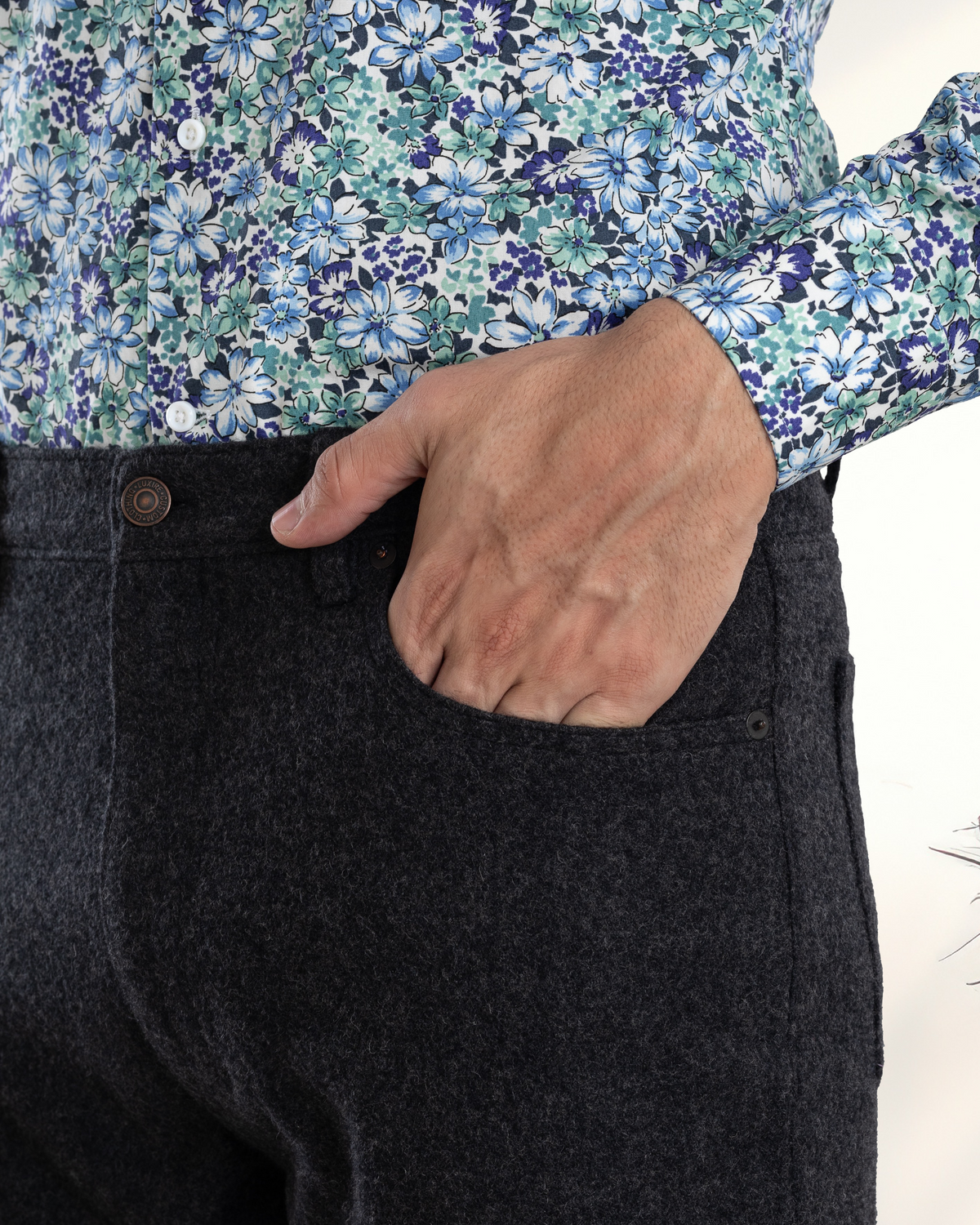 Charcoal Grey Wool Jeans - 3