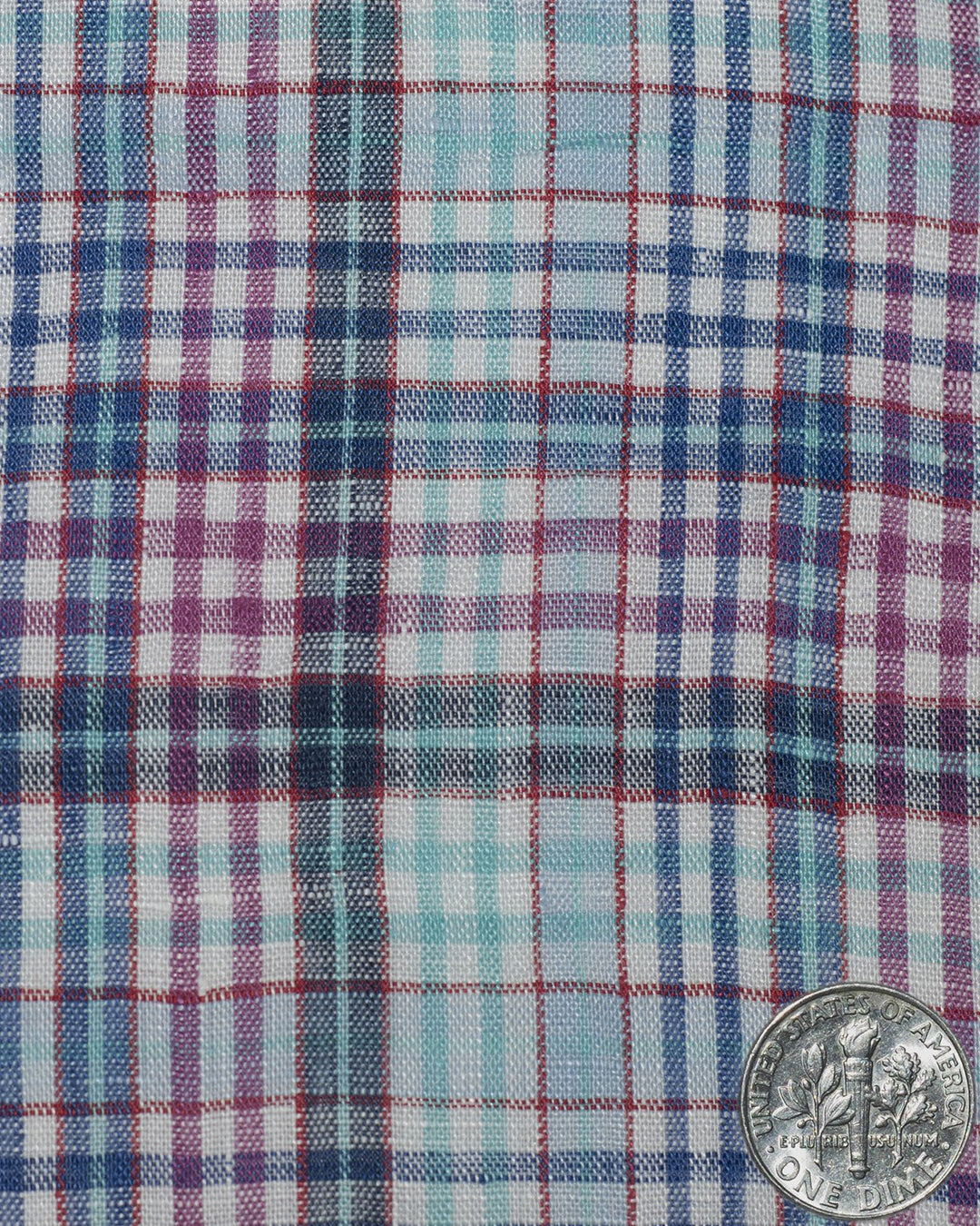 Blue Pink Aqua Madras Linen - 4