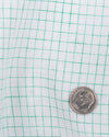Linen: Aqua Green Graph Checks On White Shirt