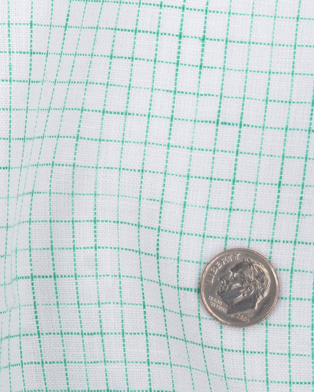 Linen: Aqua Green Graph Checks On White Shirt - 5