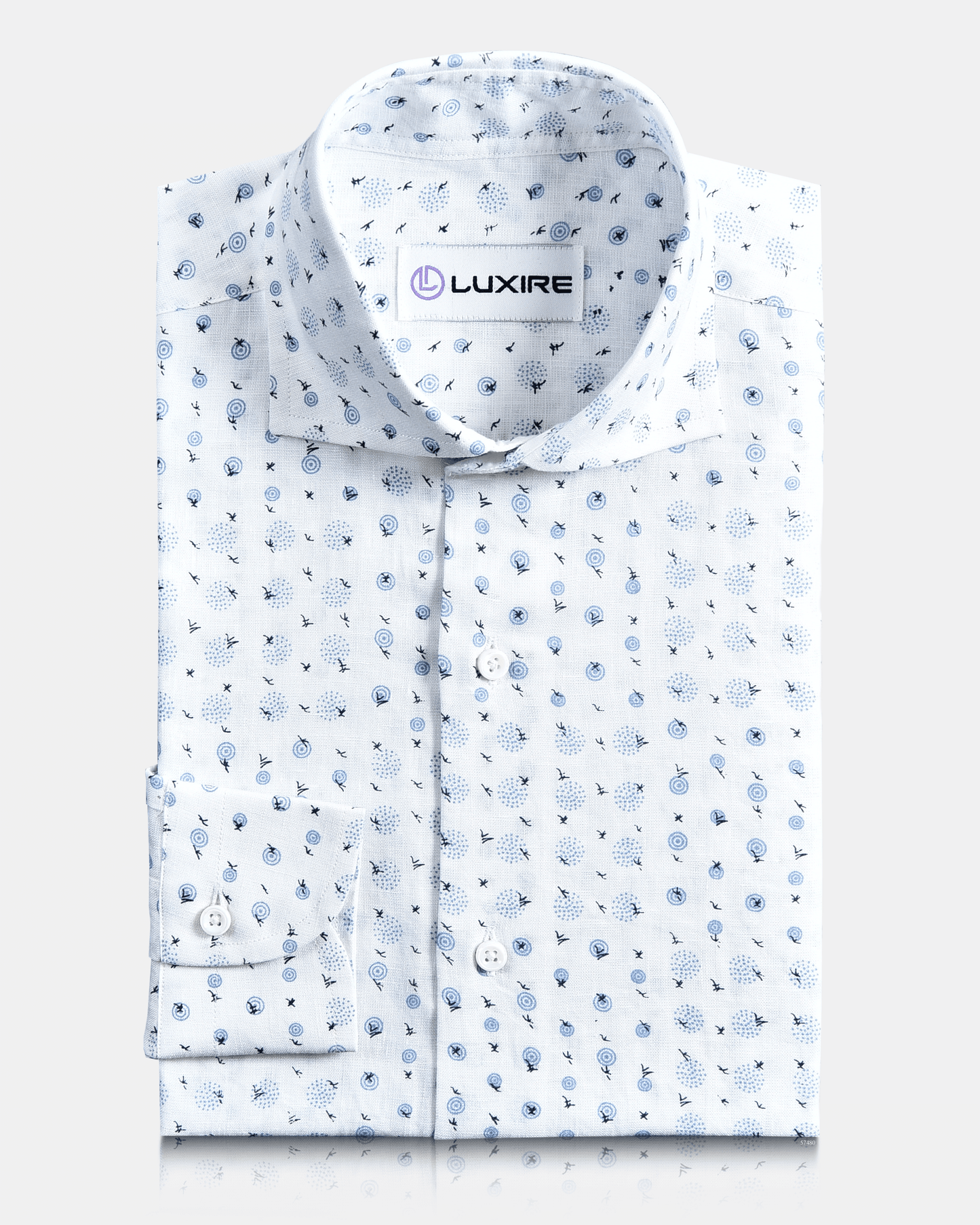 Front view of custom linen shirt for men in printed birds