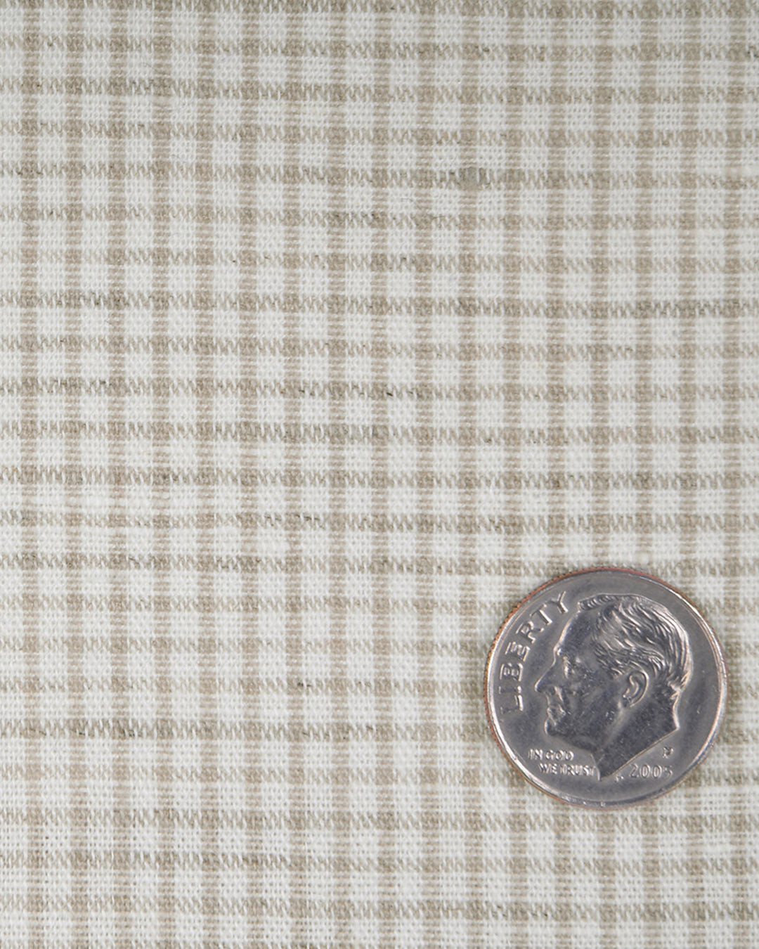 Cotton Linen: Fade Brown Graph Checks On White Shirt - 4