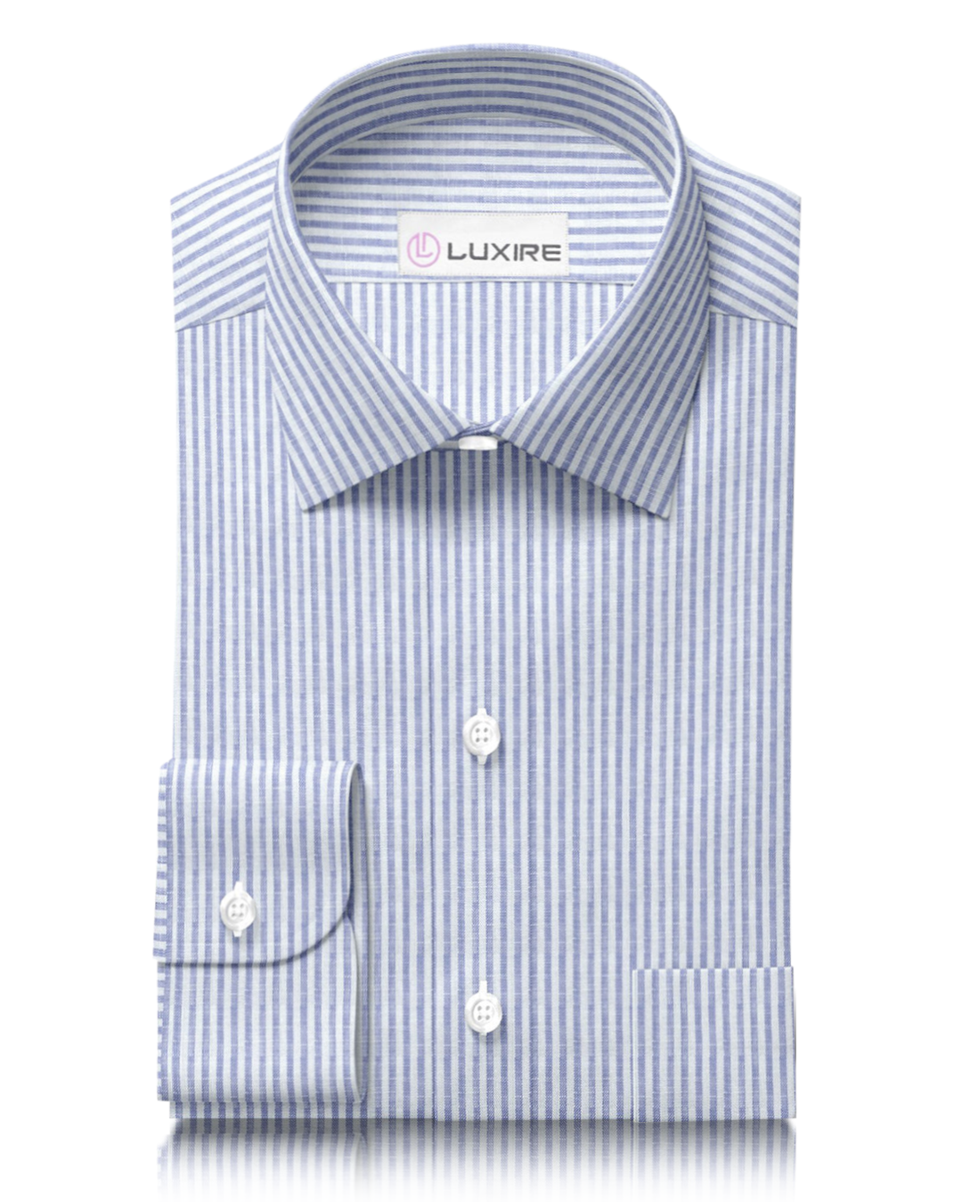 Linen:Blue White Dress Stripes Shirt - 1