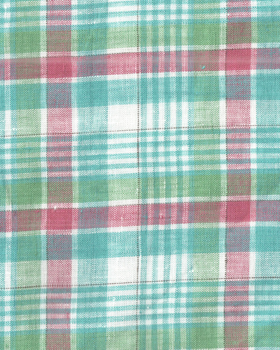 Green Red Madras Linen Shirt - 4