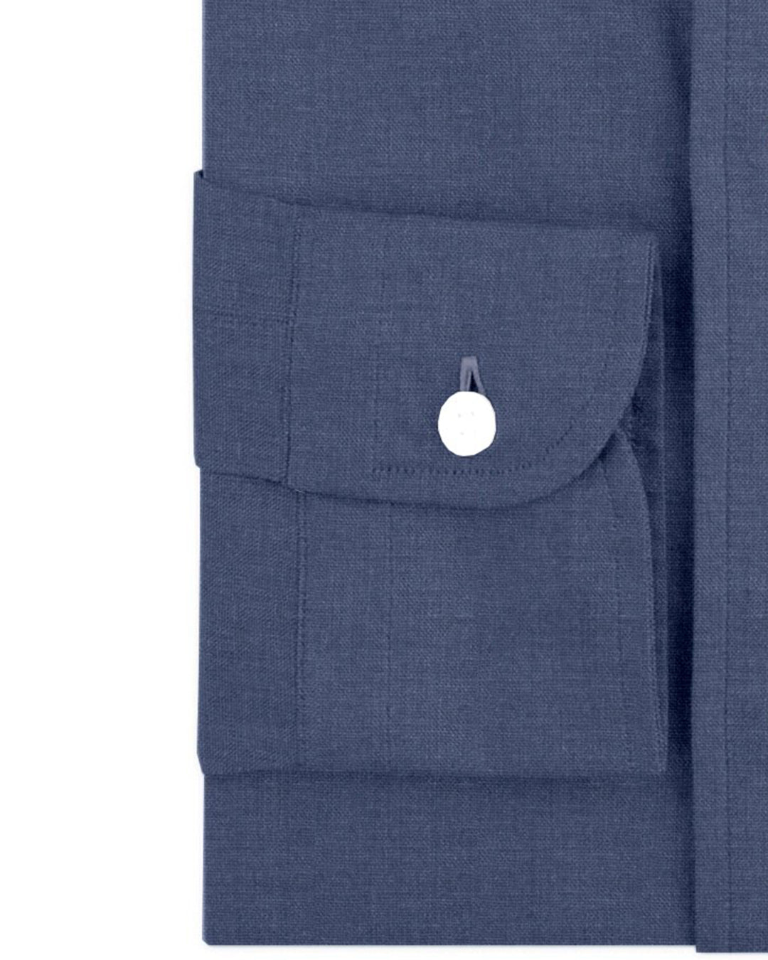 Cuff of the custom linen shirt for men in indigo denim by Luxire Clothing