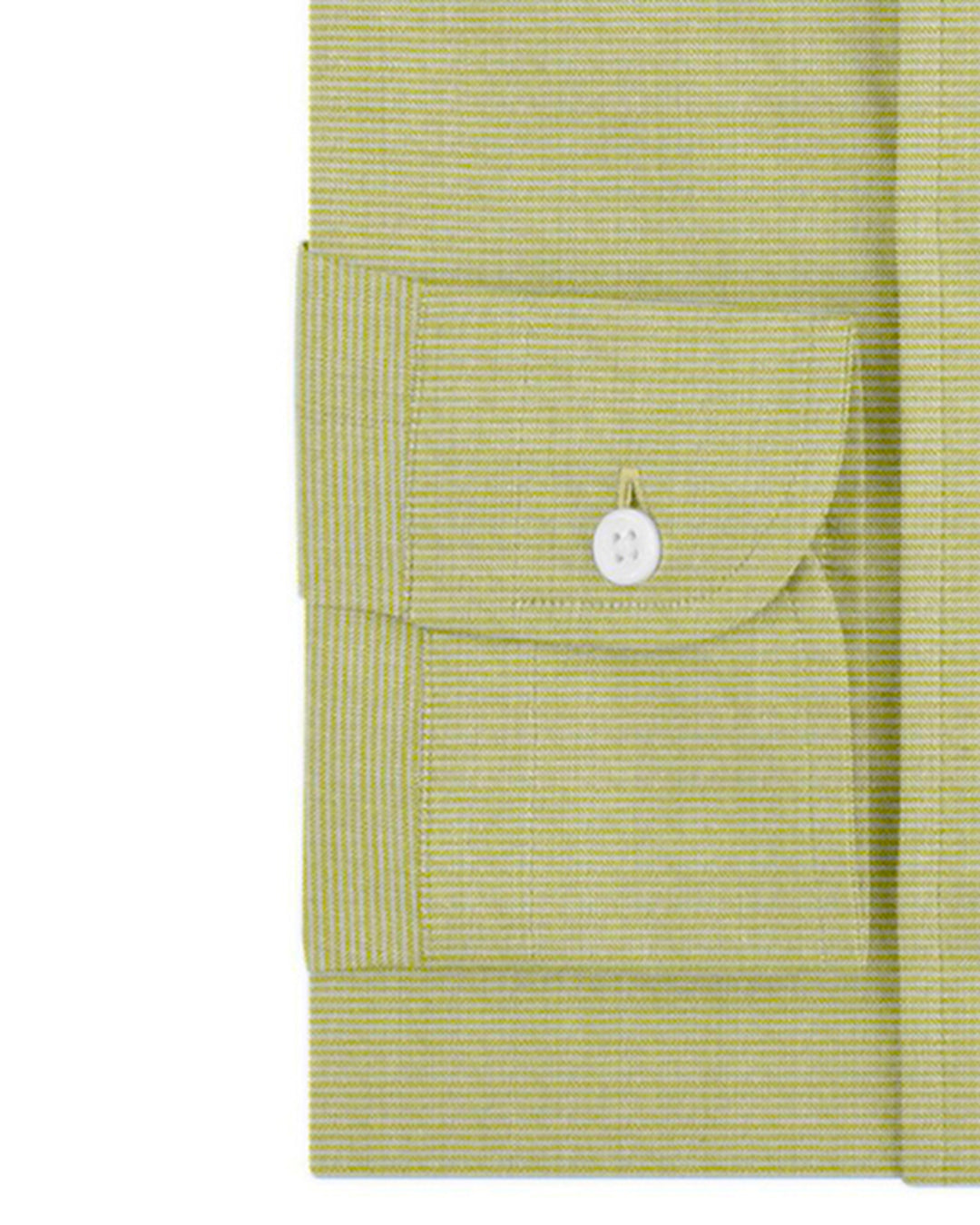 Cuff of the custom linen shirt for men in lemon green by Luxire Clothing