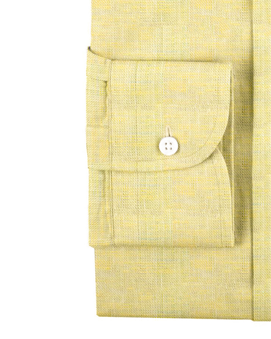 Front view of custom linen shirt for men in pale yellow