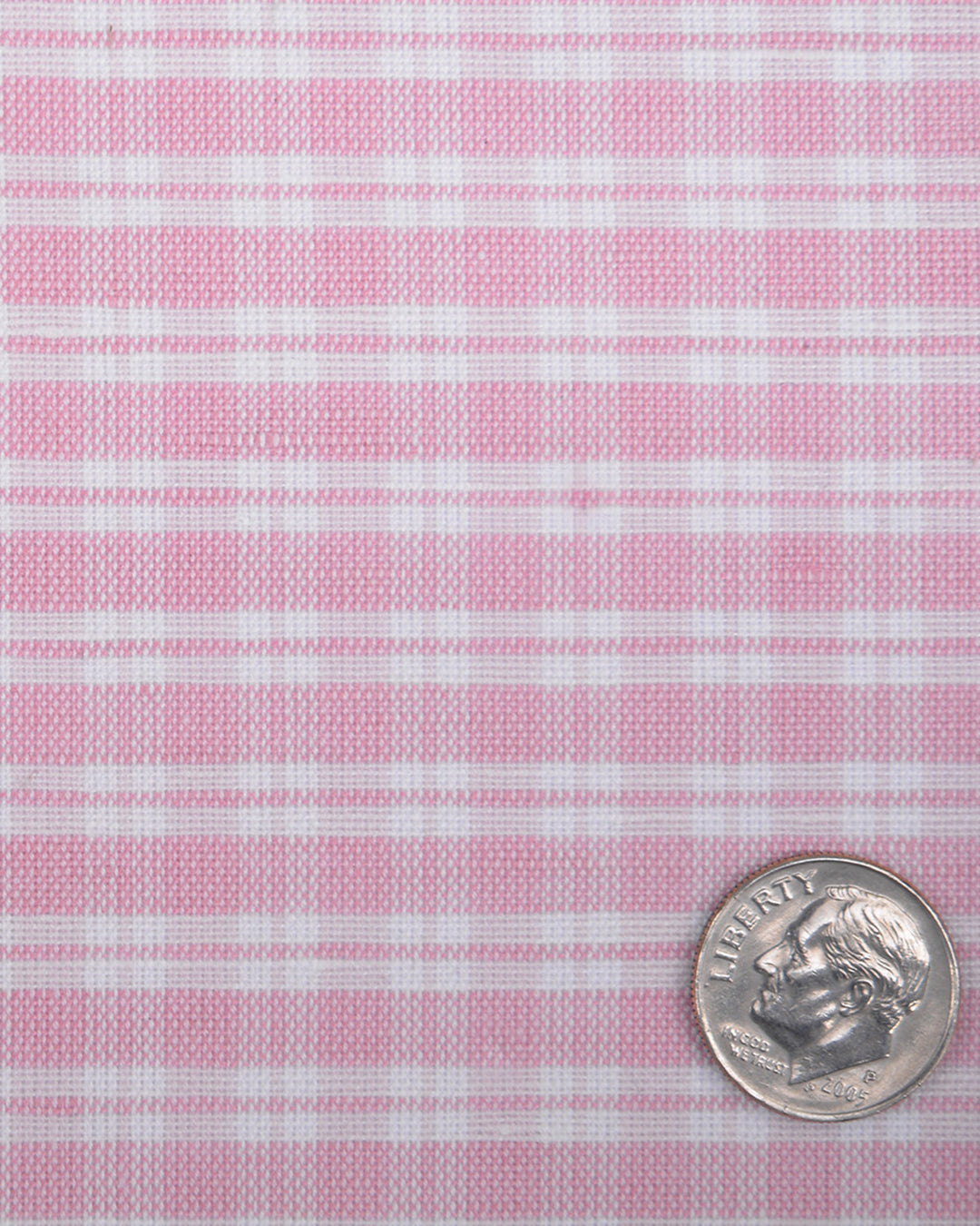 Cotton Linen: Light Pink Tartan Checks On White - 4