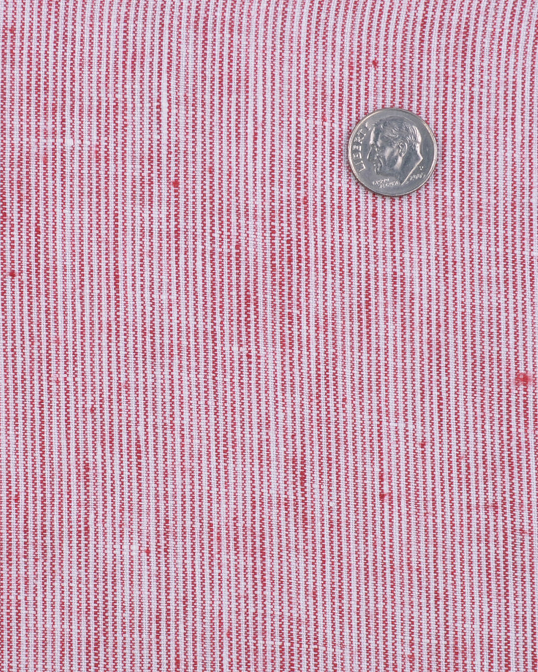 Close up of the custom linen shirt for men in red white slub by Luxire Clothing