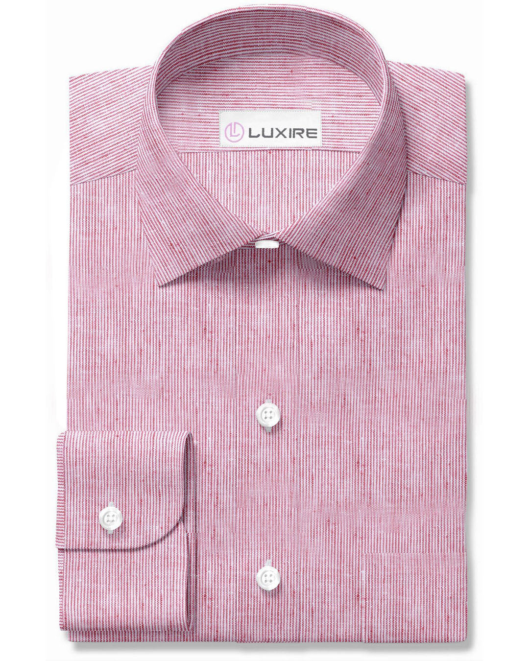 Front of the custom linen shirt for men in red white slub by Luxire Clothing