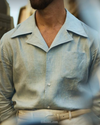 Summer Camp Collar Shirt in Sky Blue Linen