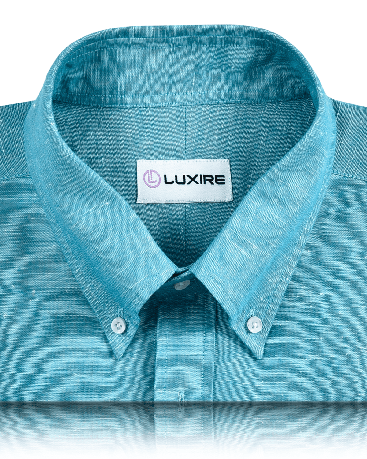 Cotton Linen: Turquoise Blue Chambray Shirt - 2