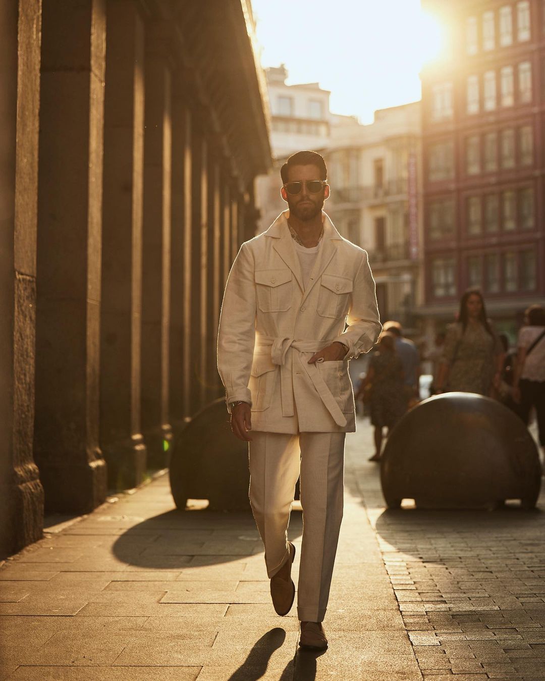 Safari Jacket in Linen Cotton Canvas Off White - 4