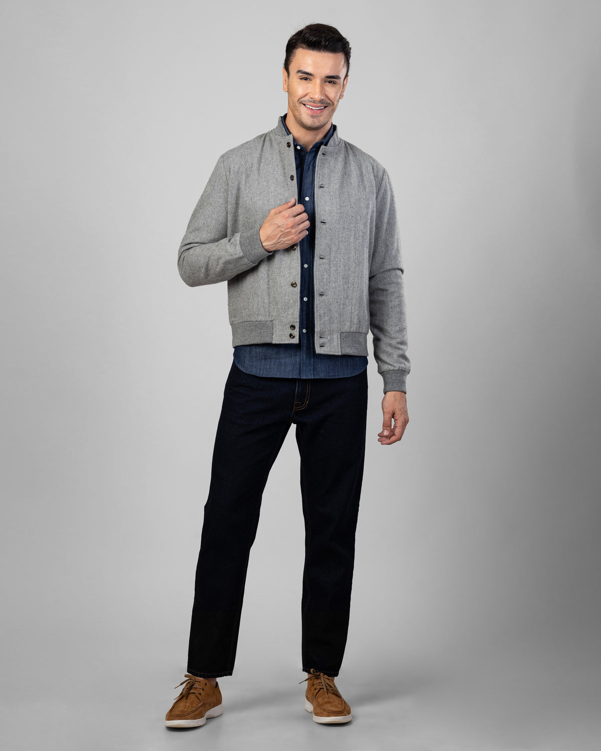 Grey Wool Flannel Shirt Jacket - 2