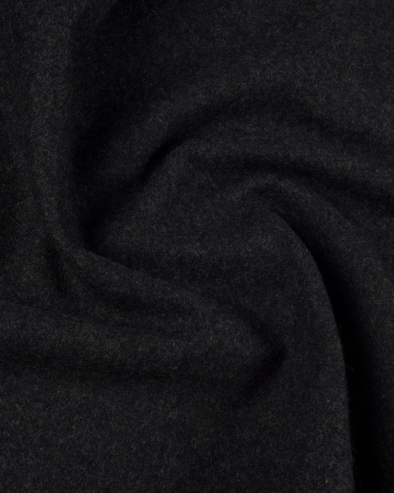 Close up of the wool flannel vest for men by Luxire in charcoal grey 3