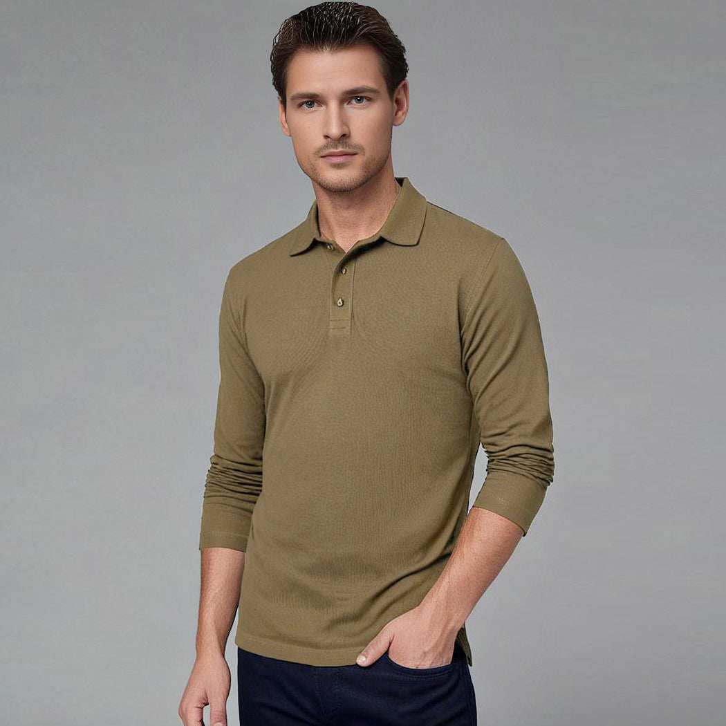 EZS Aria Olive Long Sleeve Polo