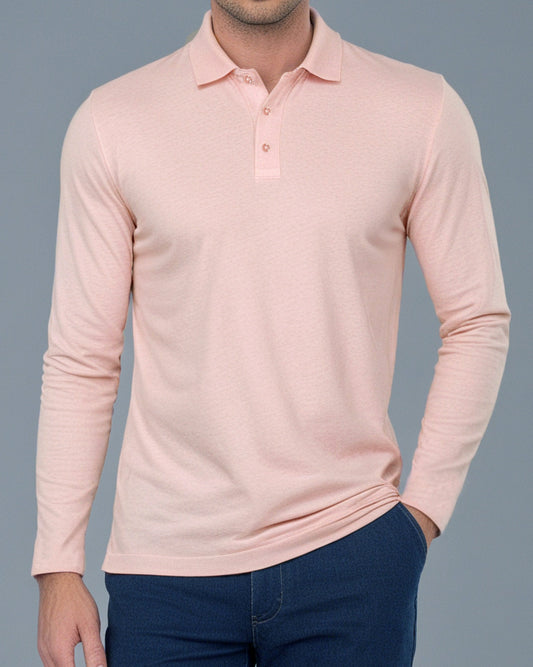 EZS Aria Pink Long Sleeve Polo