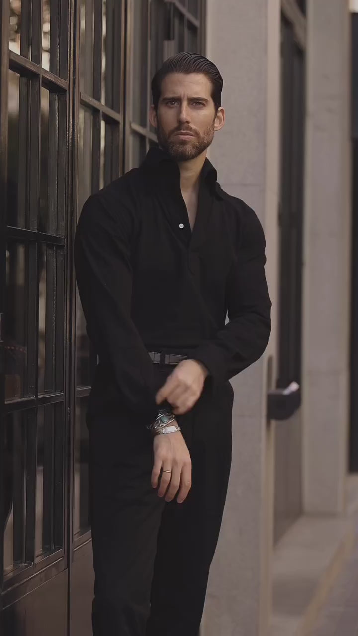 Black Pique Polo T-Shirt