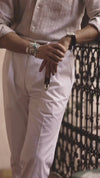 Pleated White Twill Pant