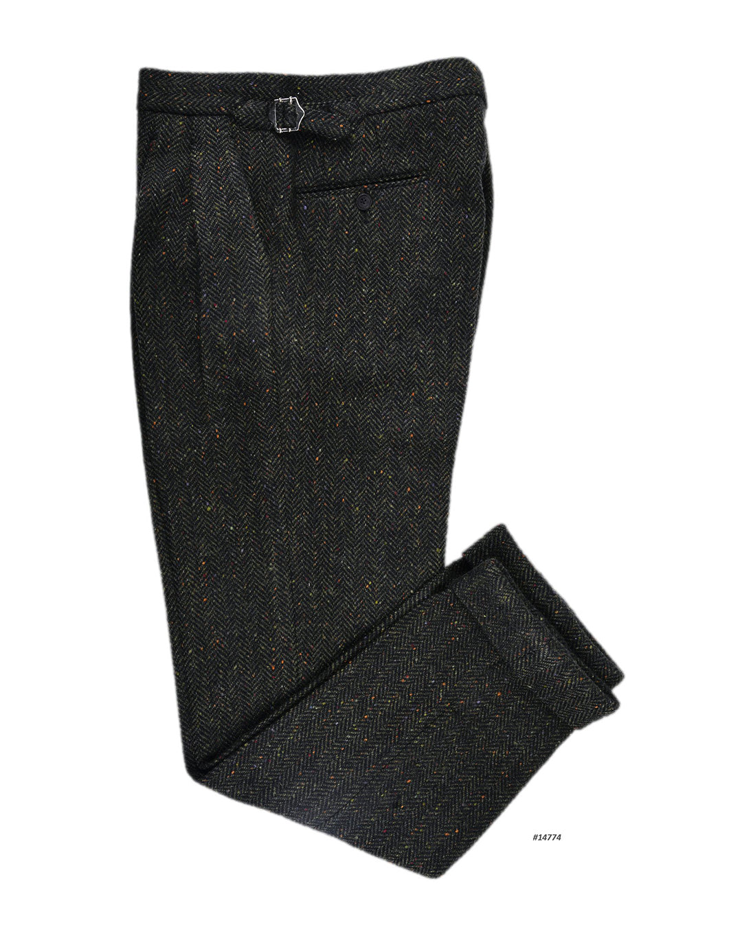 Molloy Herringbone Donegal Tweed Pants - Forest - 1