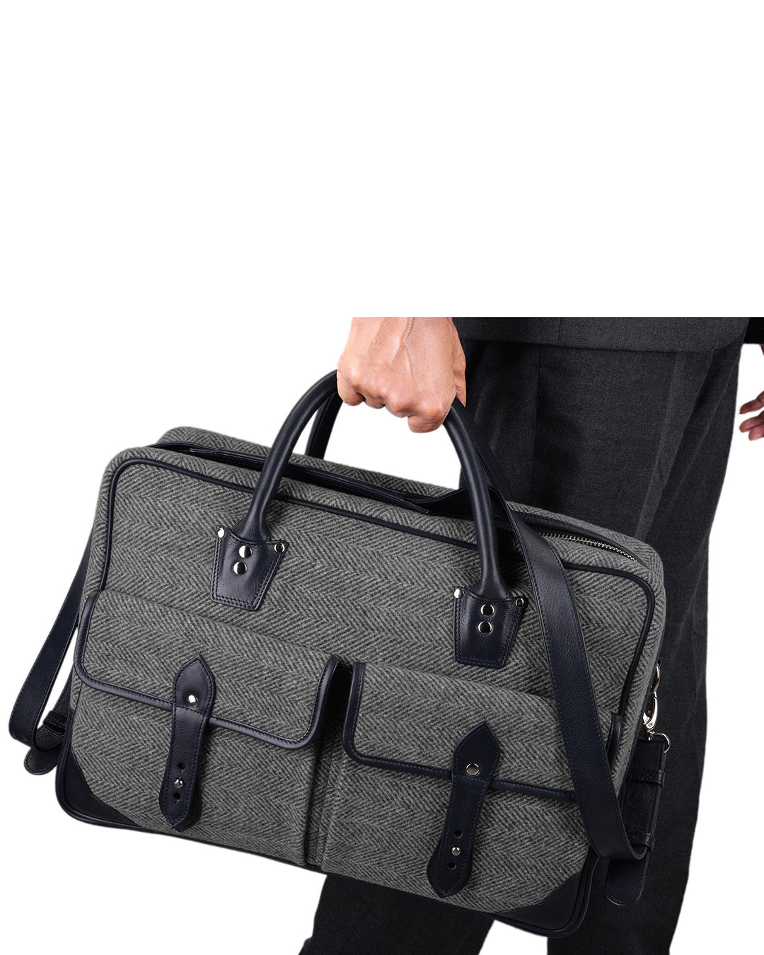 Luxire Portfolio Office Bag in Leather and Wool