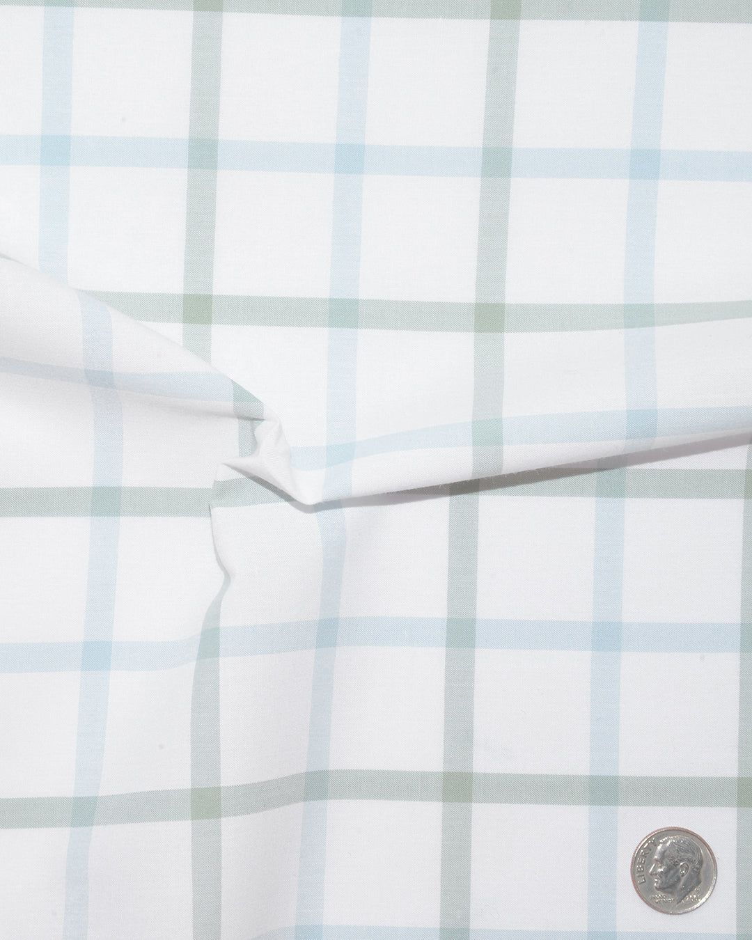Sky Blue and Green Checks on White - 4