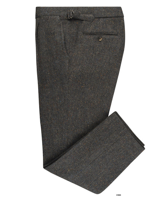 Molloy Herringbone Donegal Tweed Pants - Indigo