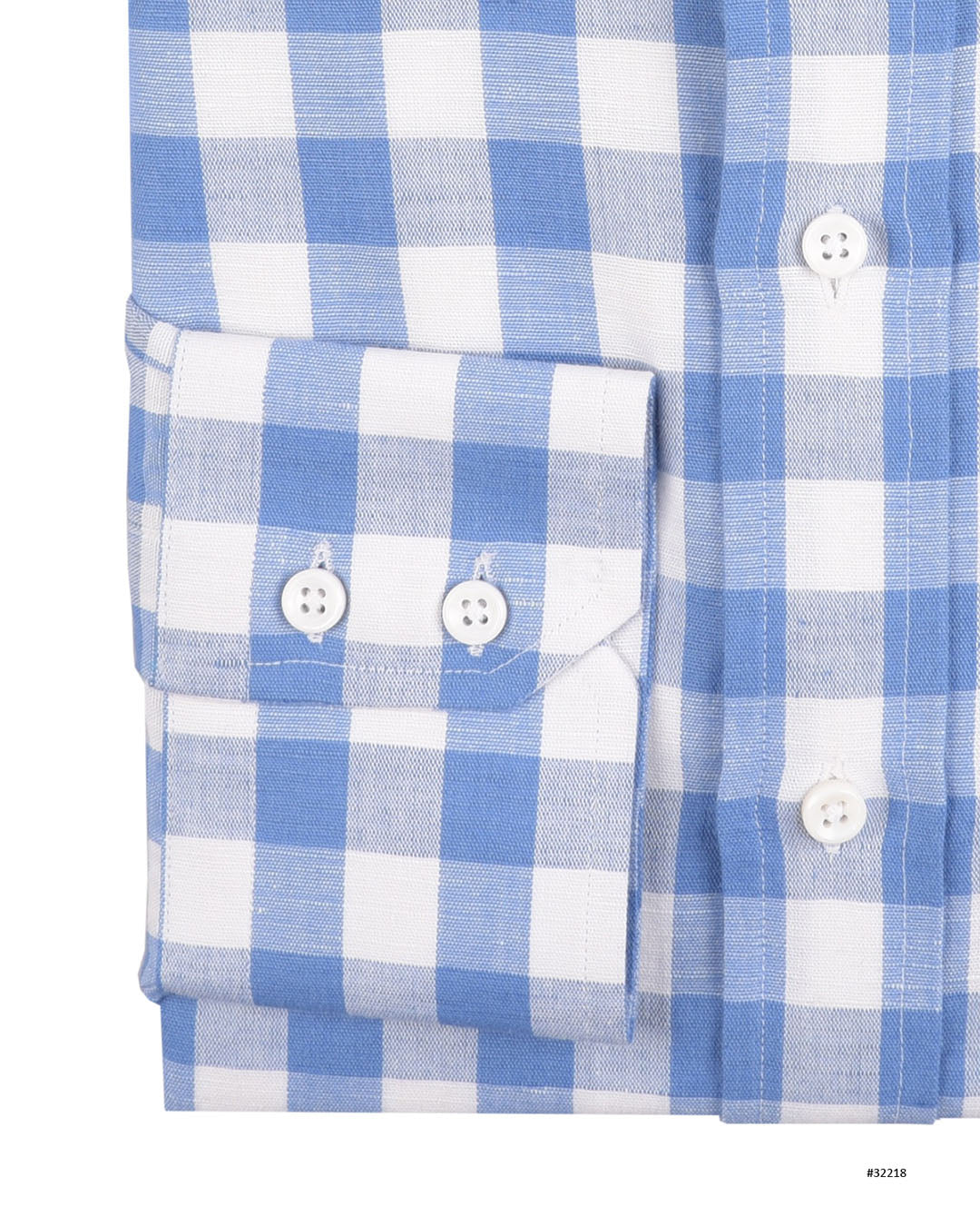 Linen Cotton: Blue Macro Gingham Checks - 3