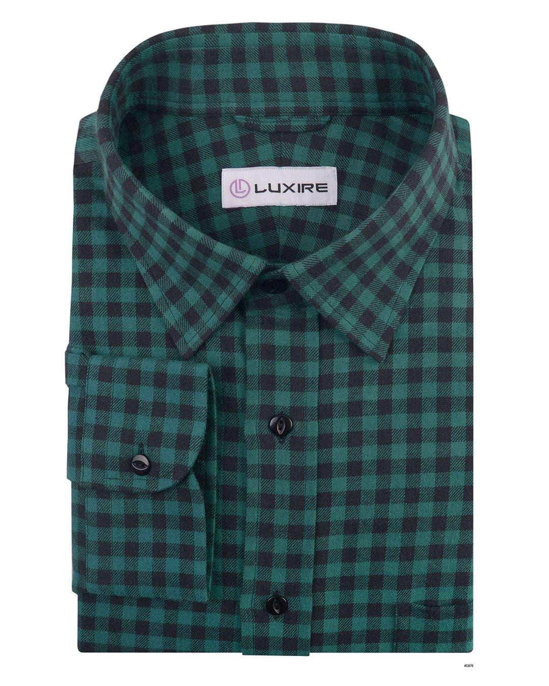 Green Black Gingham Twill Flannel Work Shirt