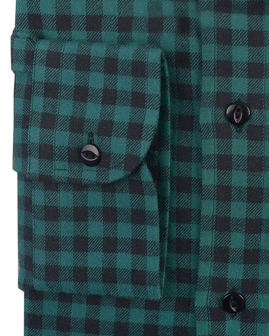 Green Black Gingham Twill Flannel Work Shirt