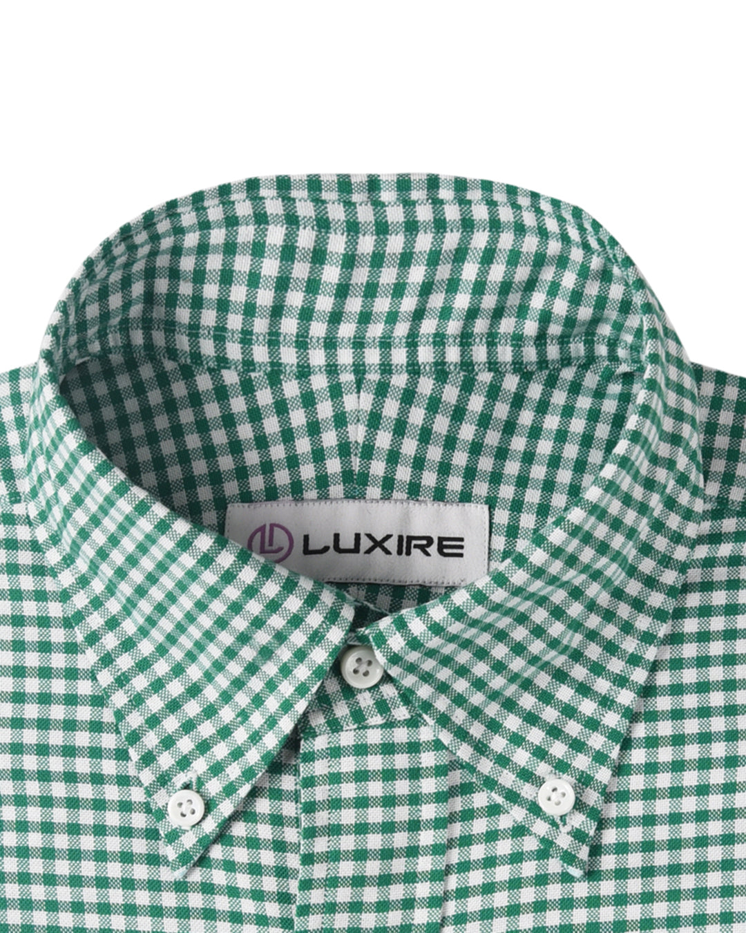 Oxford Lincoln Green Gingham on White