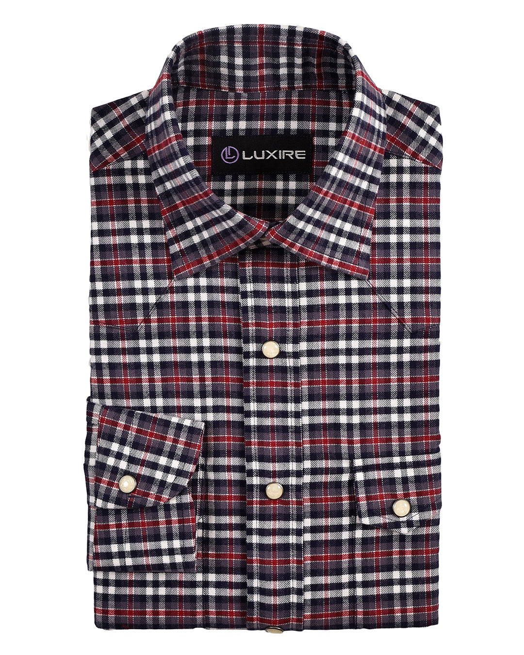 Red Navy Checks Flannel Shirt