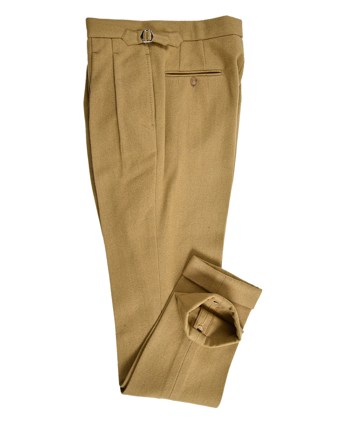Washable Wool Pants: Camel Wool Rich Flannel High Waisted Pant
