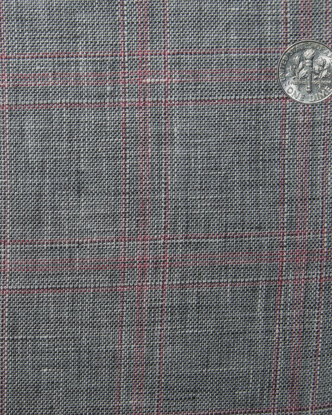 Linen: Grey Red Overchecks - 4