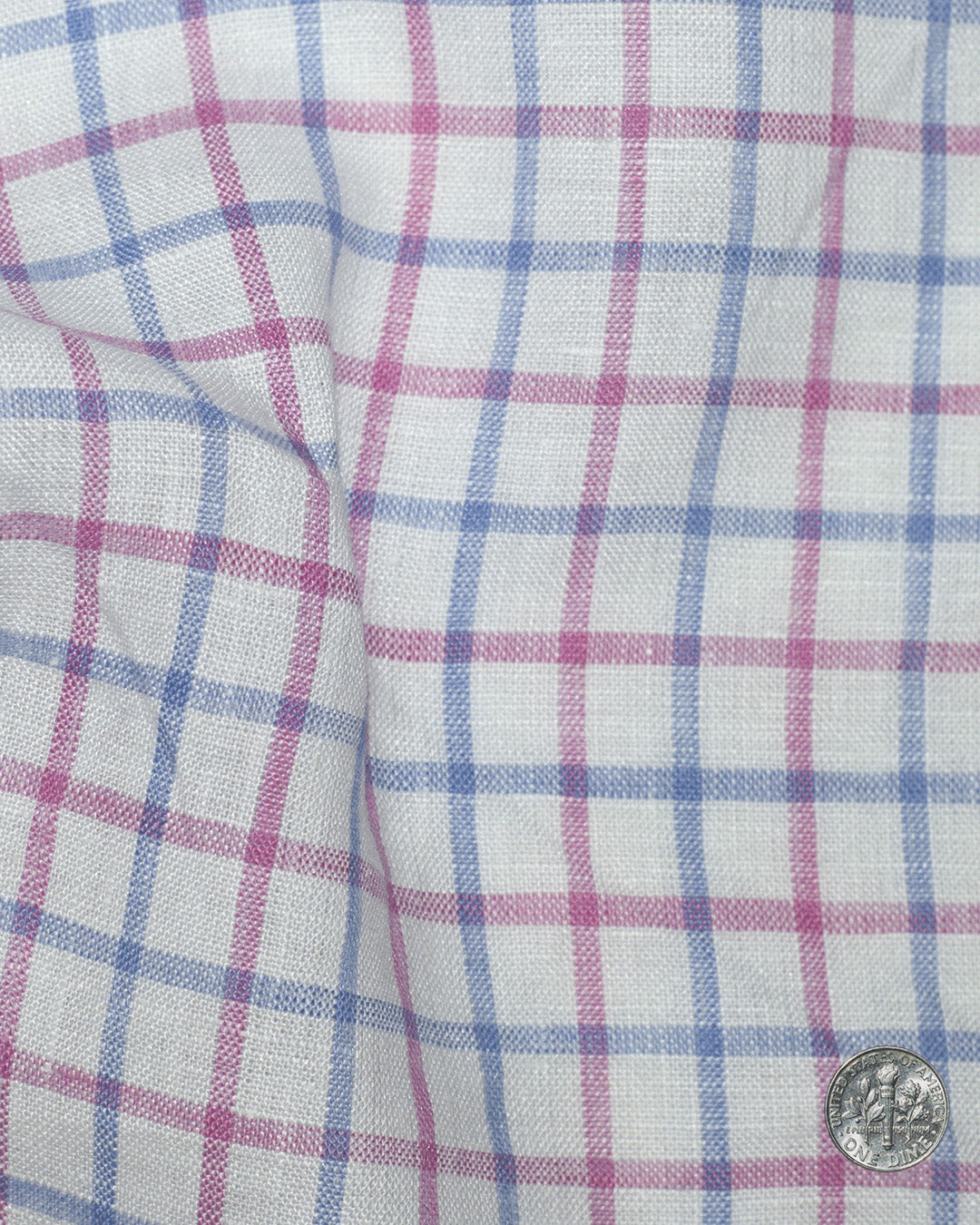 Linen: Pink Blue Tattersall On White