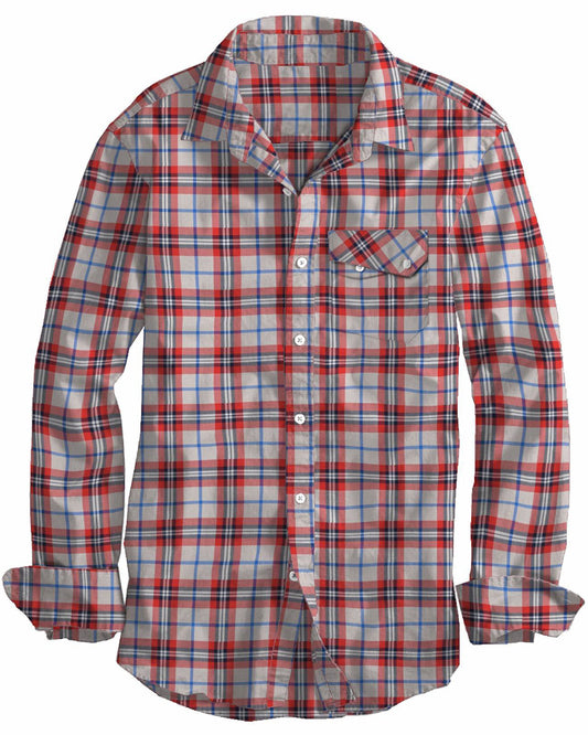 Red Navy Cream Twill Madras Checks