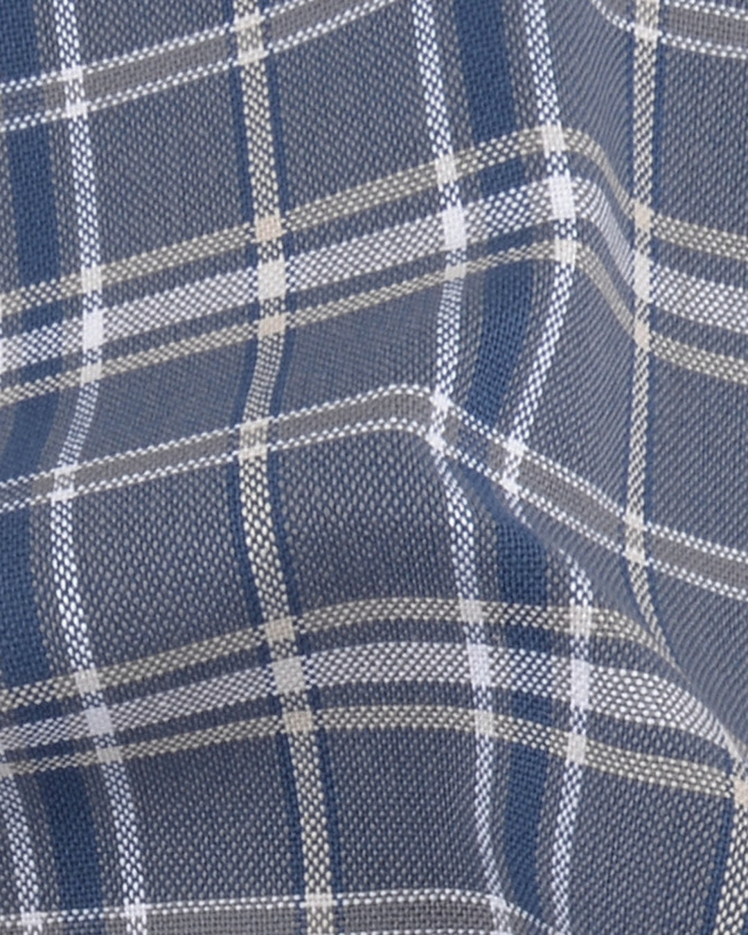 Grey Navy Cream Tartan Checks Oxford - 4