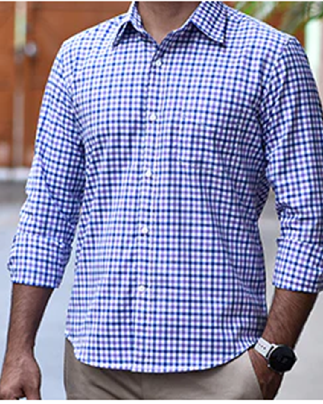 Navy Purple White Checks - 2