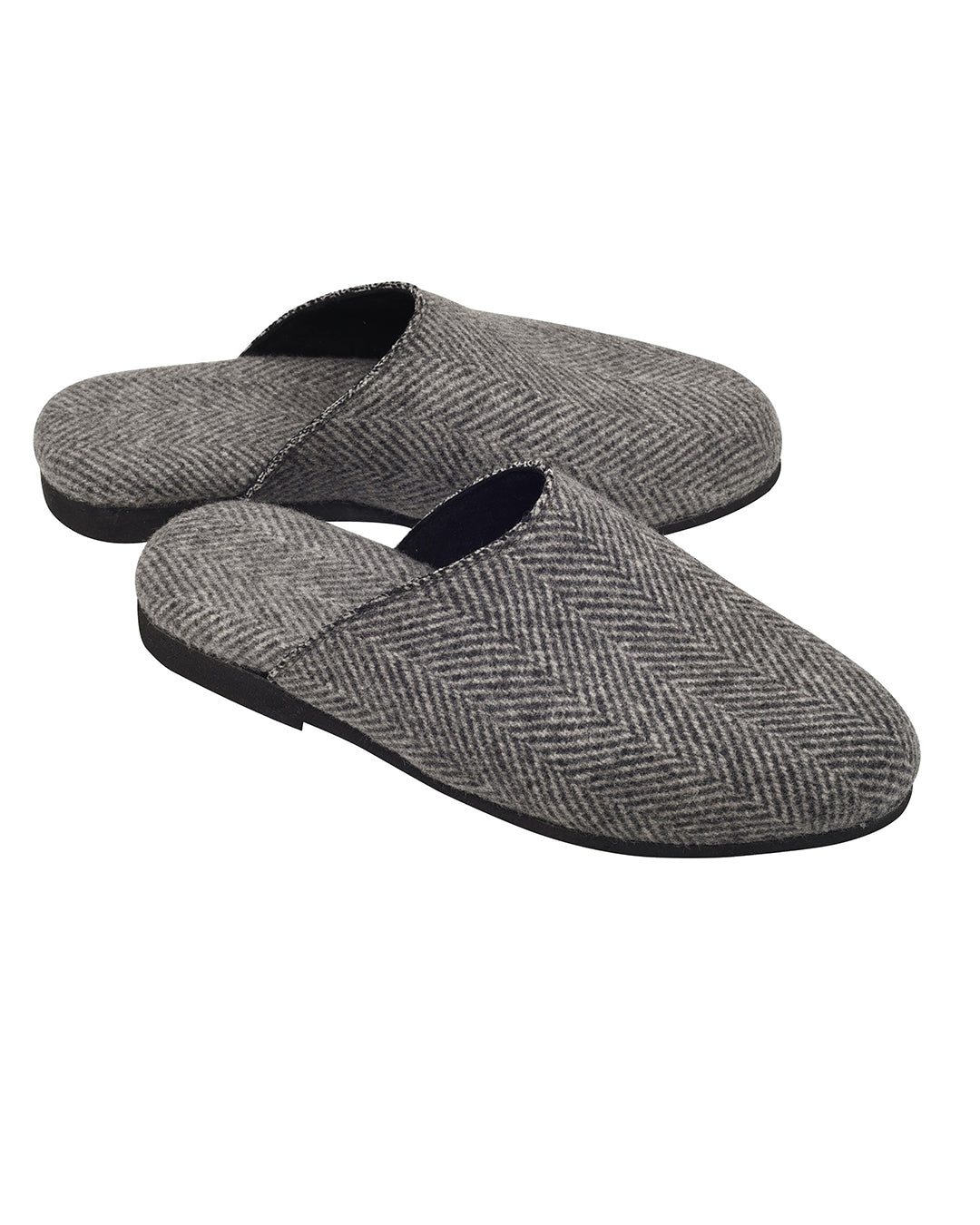 Suede-Cashmere Slippers Grey