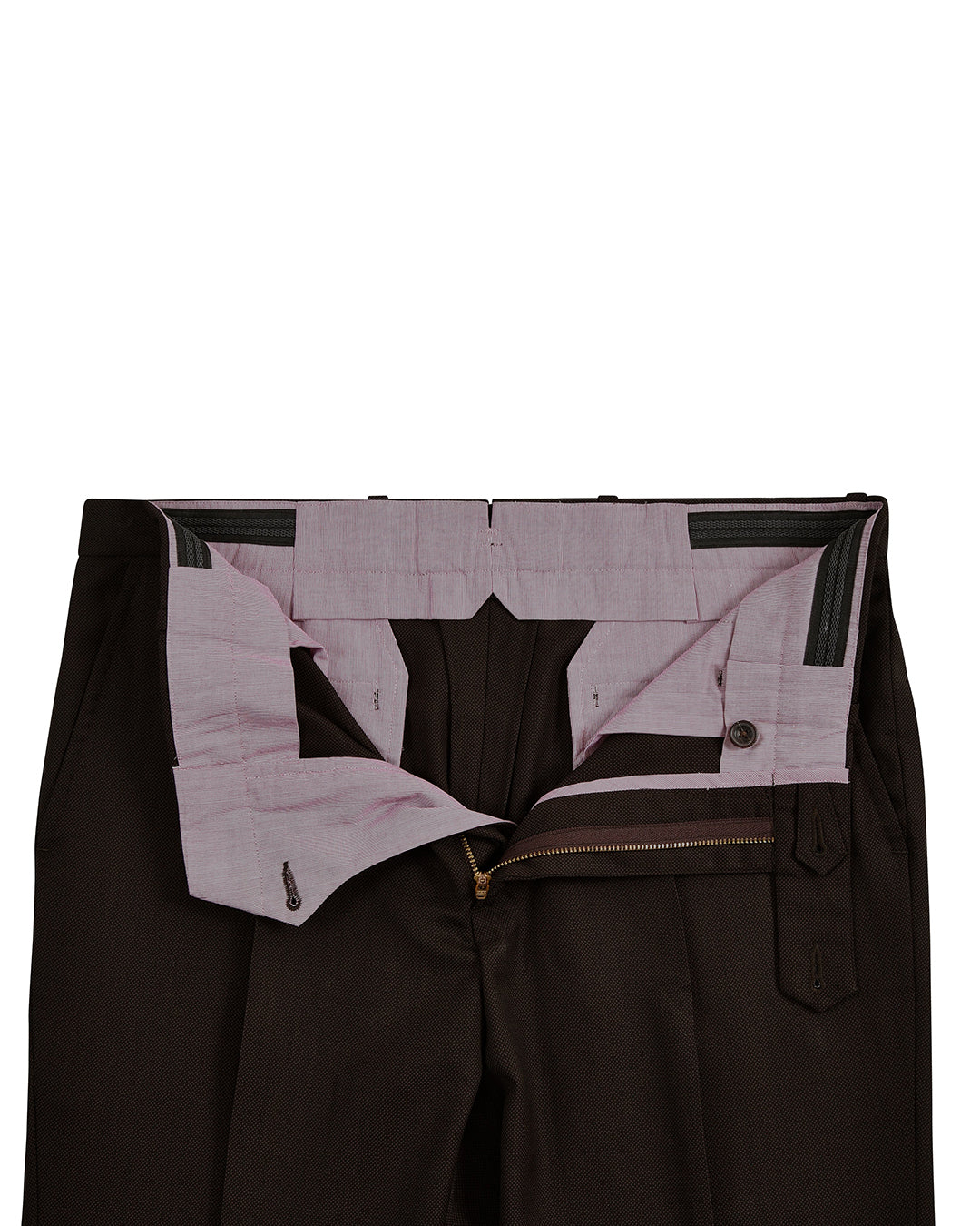 Brown Wool Birdseye Dress Pant