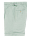 Pale Green Cotton Canvas Linen Shorts