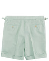 Pale Green Cotton Canvas Linen Shorts