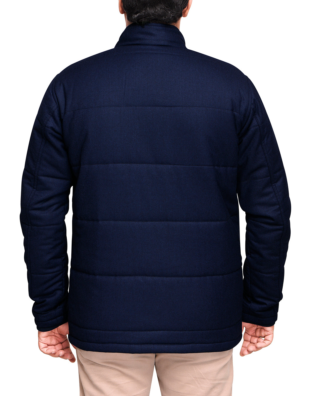VBC Navy Wool Flannel Zipper Quilted Jacket - 3