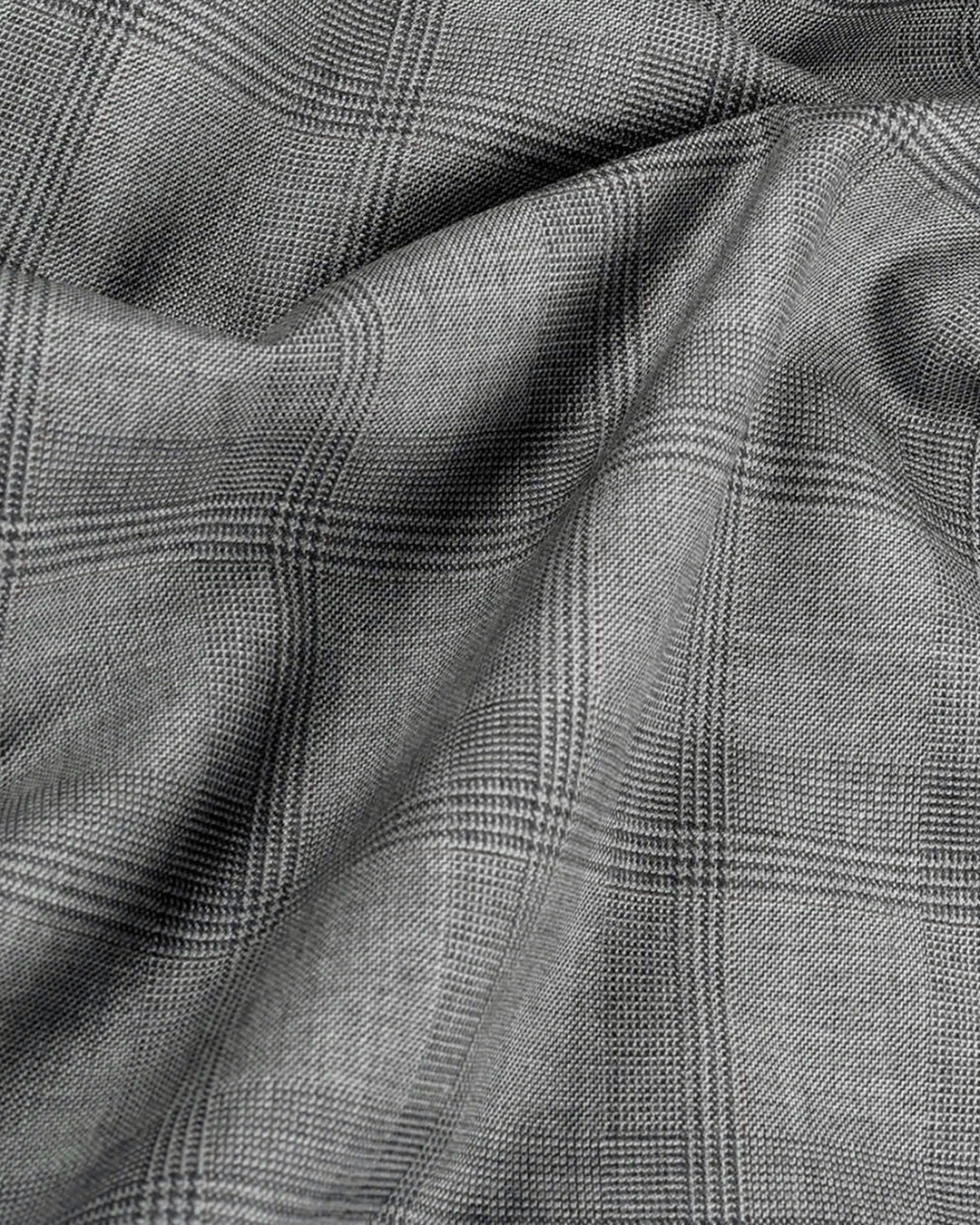 Drago: Super 160s Light Grey Prince of Wales Checks Dress Pant - 8
