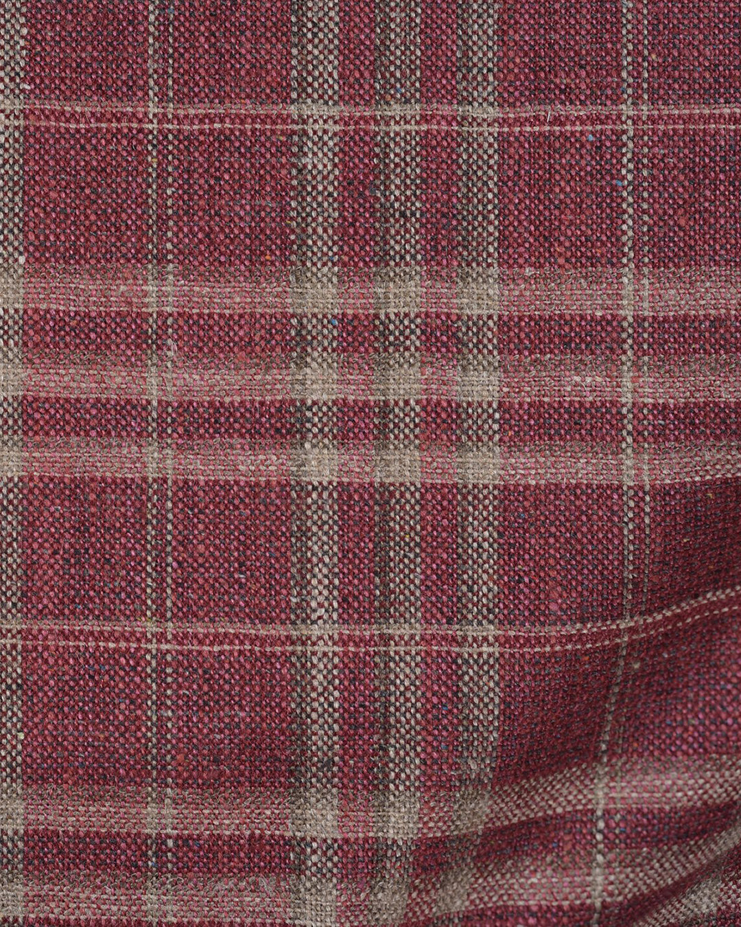 EThomas Maroon Windowpane Checks