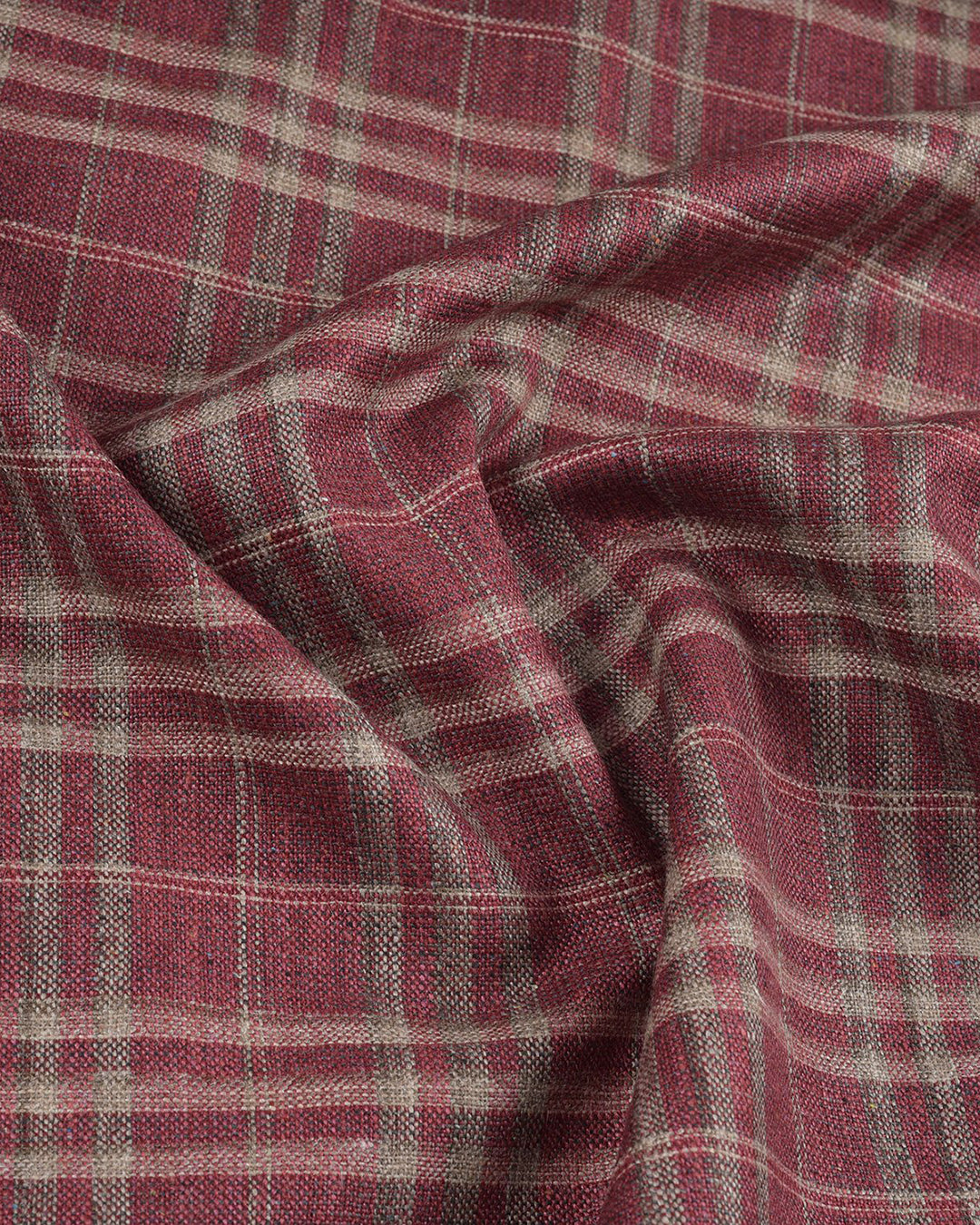 EThomas Maroon Windowpane Checks - 3