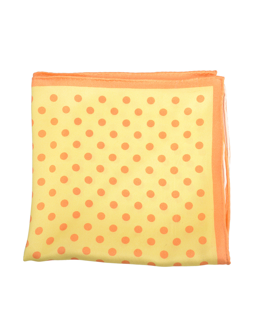 Pocket Square - Big Orange Polka Dots on Yellow